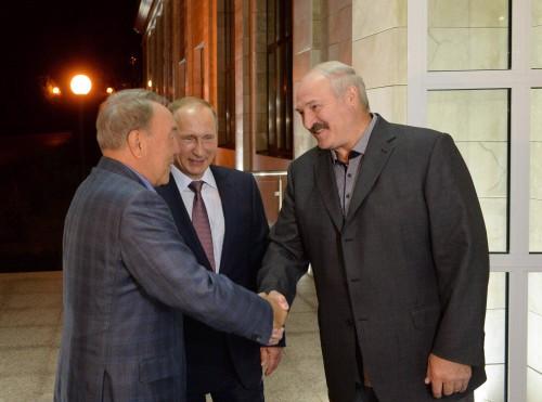 На снимке: Александр Лукашенко, Владимир Путин и Нурсултан Назарбаев.Фото Андрея Стасевича, БелТА.