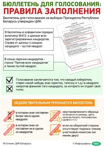 На снимке: инфографика. Бюллетень для голосования: правила заполнения.
