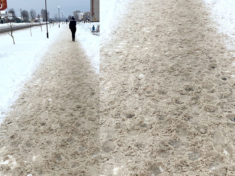 Тротуарные дорожки чистят от снега в Костюковичах и это факт
