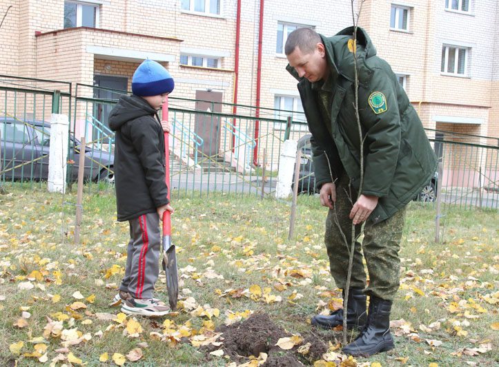"Зубрята" посадили деревья на территории своего детского сада