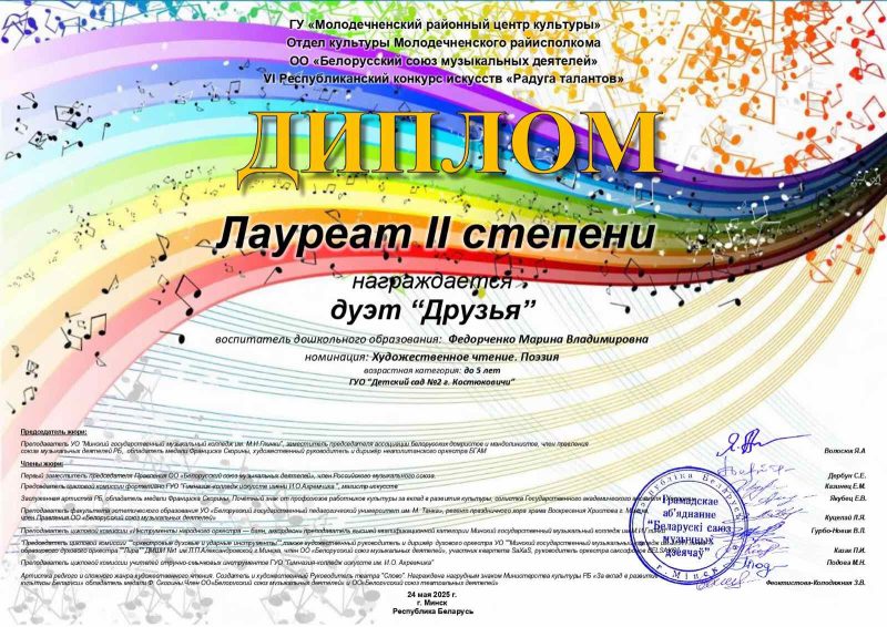 Воспитанники детского сада № 2 заняли второе место в республиканском конкурсе искусств Воспитанники детского сада № 2 заняли второе место в республиканском конкурсе искусств